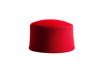 Red hat with a red band sits on a white background, isolated