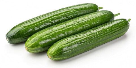 Fresh Cucumbers Isolated on a White Background: A Crisp and Healthy Addition to Your Diet