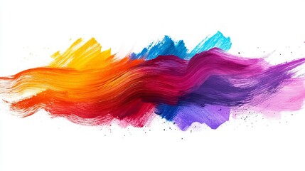 Fototapeta premium Vibrant Multicolored Paint Splashes Creating Abstract Art on a Clean White Background Evoking Joyful Energy