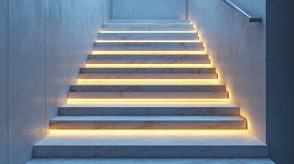 Obraz premium Modern marble stairs with glowing light