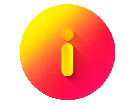Bright gradient information icon, featuring a yellow to red color shift, isolated on white background. Perfect for info, support, or help-themed designs.