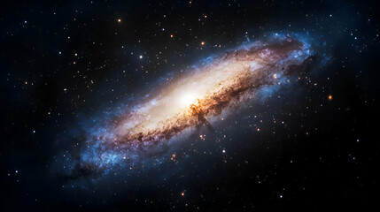 Fototapeta premium Spiral Galaxy in Dark Space with Blue and Orange Hues