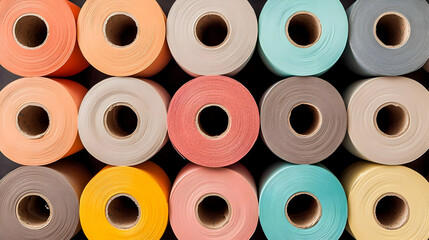 Colorful Rolls of Craft Paper in an Organized Arrangement