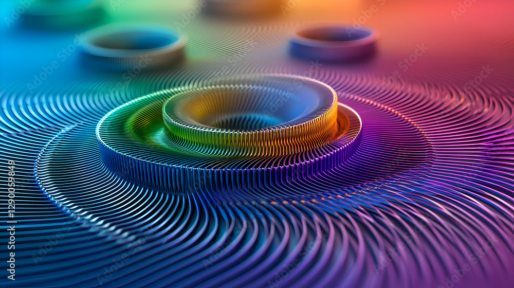 Poster abstract colorful 3d geometric background with vibrant gradient circles and lines