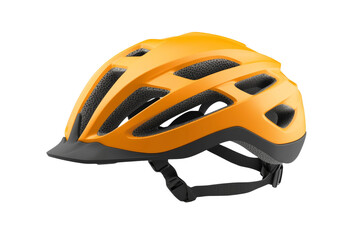 Fototapeta premium Yellow helmet with a black and grey design, isolated