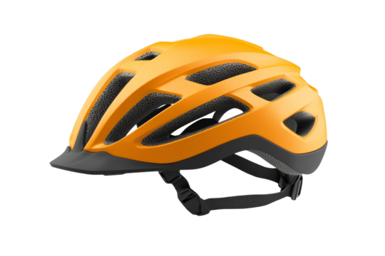 Yellow helmet with a black and grey design, isolated