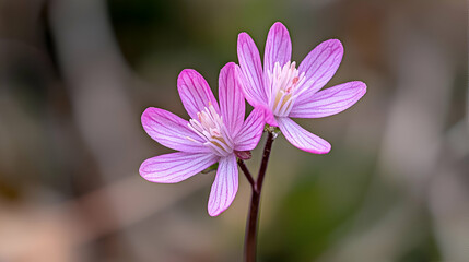 Two Delicate Pink Flowers with Detailed Petals Close Up