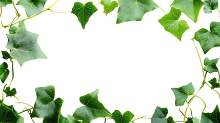 Fototapeta premium border made of lush green ivy leaves against a white background. creating a natural and fresh aesthetic it can be used for various purposes such as invitations. greeting cards. or decorative elements