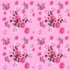 pink background with flowers