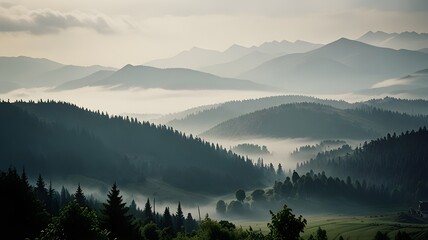 misty morning in the mountains