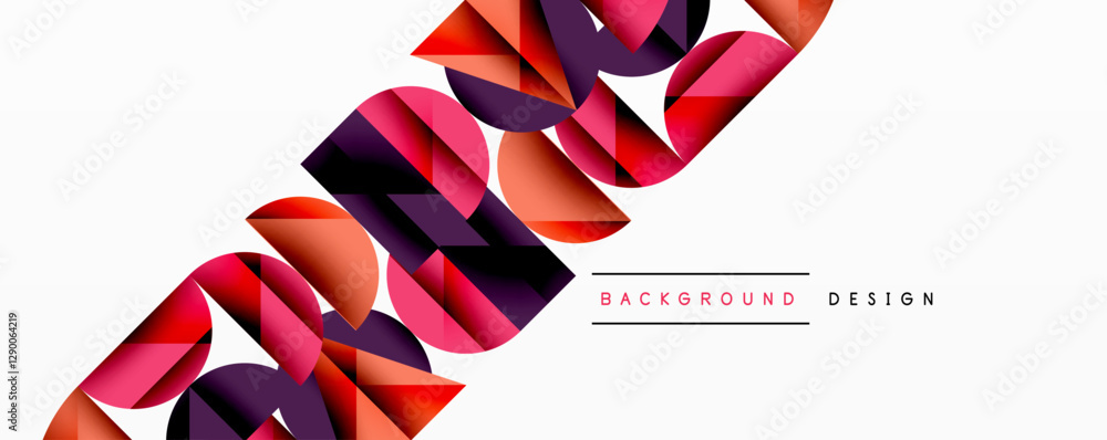 Aufkleber Abstract geometric background with layered gradient shapes forming dynamic patterns. Overlapping semi circles and triangles create depth and contrast