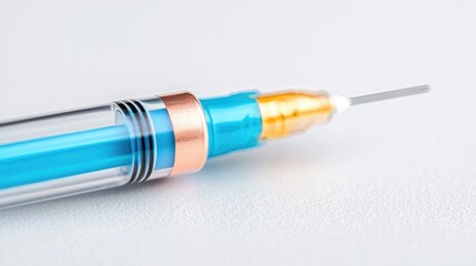 Fototapeta premium Close-up of syringe needle, sterile surface, medical injection