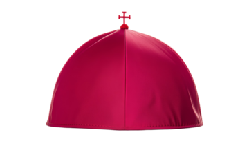Red hat with a cross on top, isolated