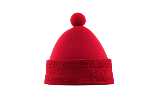 Red hat with a pom pom on top, isolated