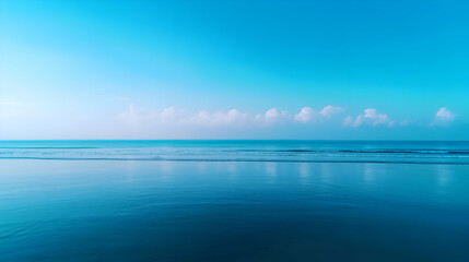Serene Blue Ocean Beach Seascape Under a Clear Sky