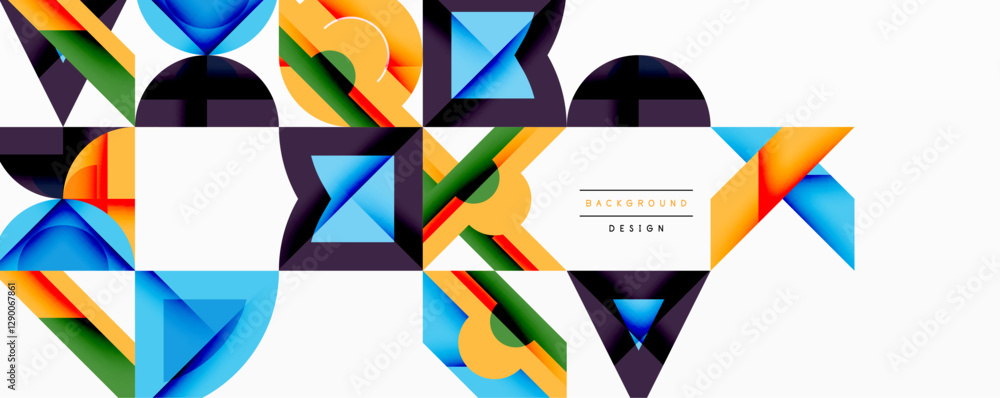 Poster Minimal geometric abstract background. Circle square and triangle design