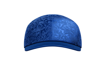 Blue hat with a floral design on it, isolated