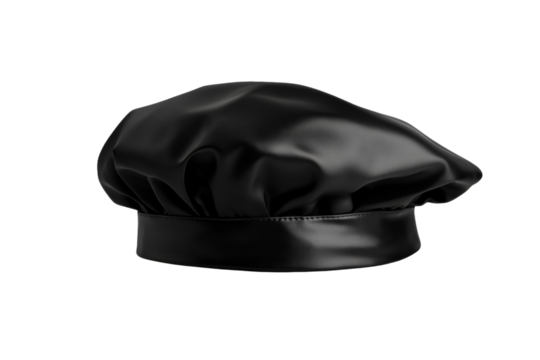 Black hat with a black ribbon, isolated