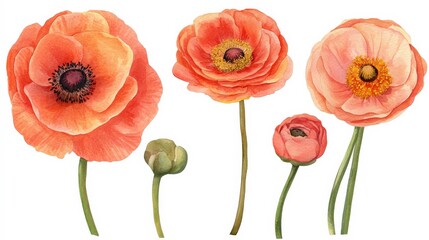 Obraz premium Soft Coral and Peach Ranunculus Flowers Arrangement