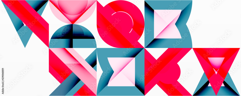 Poster minimal geometric abstract background. circle square and triangle design