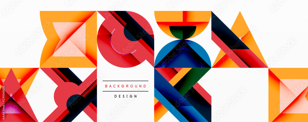 Aufkleber Minimal geometric abstract background. Circle square and triangle design