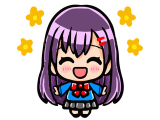 制服を着たかわいい女子高生SDキャラの落書き風イラスト素材3