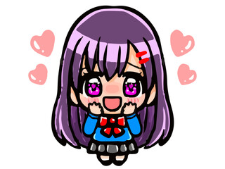 制服を着たかわいい女子高生SDキャラの落書き風イラスト素材2