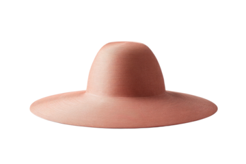 Pink hat with a wooden rim, isolated