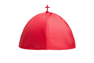 Red hat with a cross on top, isolated
