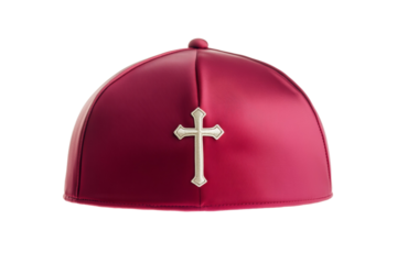 Red hat with a cross on it, isolated