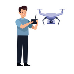 Drone pilot using remote control icon