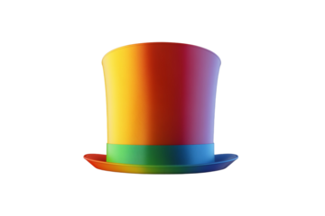 Rainbow hat with a rainbow brim sits on a white background, isolated
