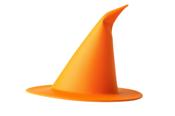 Large orange hat with a pointy top, isolated