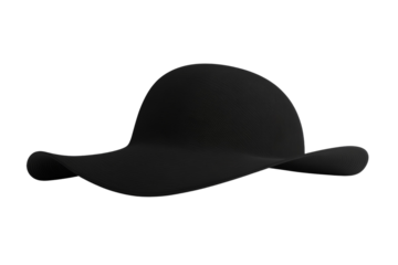 Black hat with a curved brim, isolated