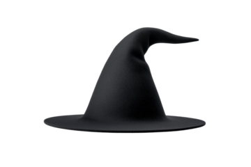 Black hat with a pointed top and a long tail, isolated