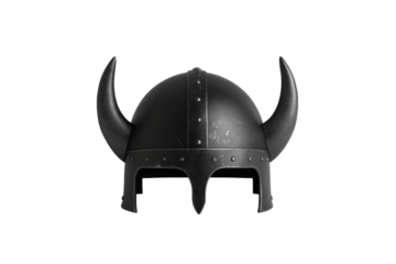 Black Viking helmet with horns on top, isolated