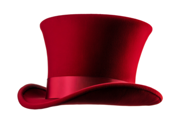 Red hat with a red ribbon on it, isolated