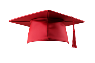 Red graduation cap with a red tassel, isolated