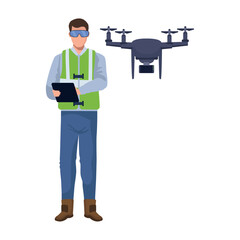 Drone pilot inspecting via tablet icon