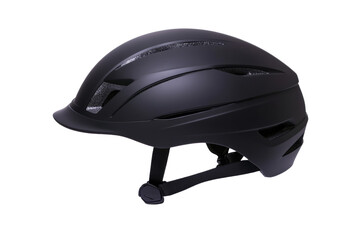 Fototapeta premium Black helmet with a white stripe on the side, isolated