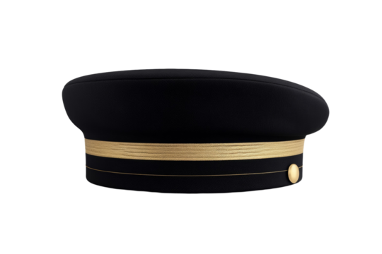 Black hat with gold trim, isolated