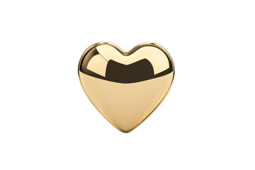 Gold heart with a shiny surface, isolated