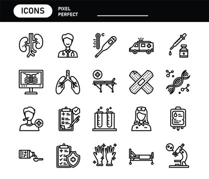Collection of medical and health icons vector design. Editable.