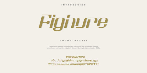 Fighure Abstract minimal modern alphabet fonts. Typography technology vector illustration