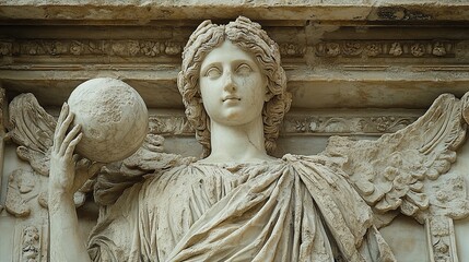 mythological figure holding a planet in his hand