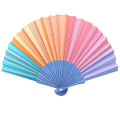 Folding fan in flat illustration style, vibrant colors, isolated on white background. cutout png