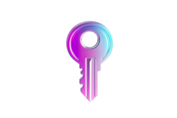 Key with a purple and blue swirl around it, isolated