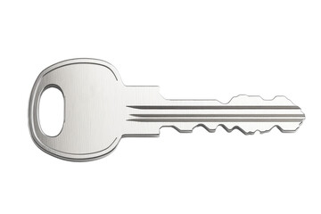 Silver key with a hole in the middle, isolated
