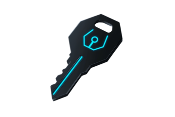 Key with a blue and green design, isolated