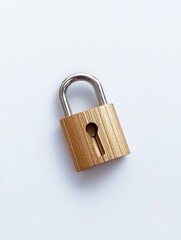 Naklejka premium Close-up view of a metal padlock highlighting its keyhole and shiny surface representing security and protection concepts